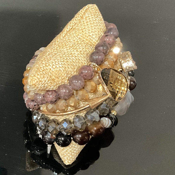 Boho “ Cora ” 5 Strand Bracelet with Natural Stones and Charms R4B - Picture 2 of 3